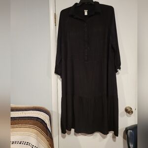 H&M Black 100% Viscose  Size XXL Loose Fitting Dress